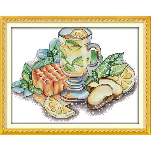Afternoon Tea 5 cross stitch kit aida 14ct 11ct count printed canvas stitches embroidery DIY handmade needlework
