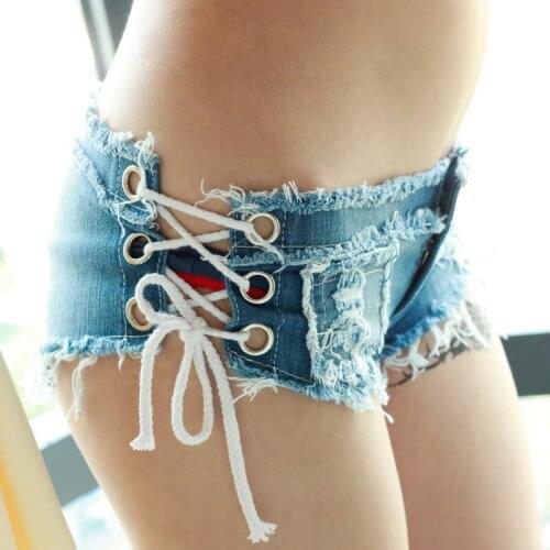 New summer womens trendy denim shorts ultra short nightclub womens sexy low waist