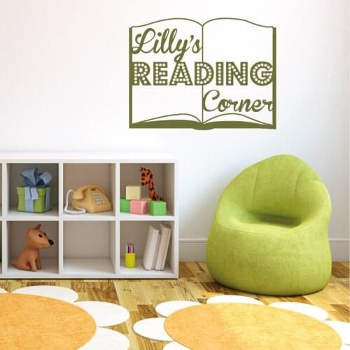 Personalized Reading Corner Decal with Name - Custom Vinyl Art Sticker for Kids Rooms, Play rooms, Classroom, Libraries SK35