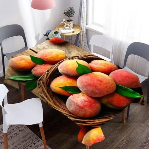 Custom 3D Table Cover Fruit Peach Pattern Kitchen Tablecloth Picnic Table Cloth Birthday Party Dinner For Home Decoration