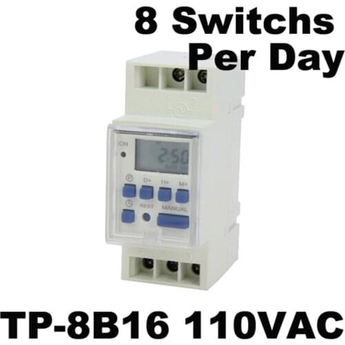 Weekly Programmable digital time switch JF-15B / TP-8B16 110VAC Din Rail microcomputer Timer Controller