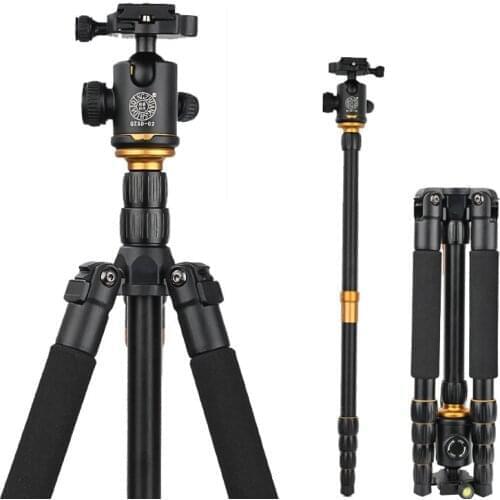 QZSD Q666 Professional Photographic Portable Tripod Monopod with Ball Head For SLR DSLR Camera DV / Stand to Camera / Fold 35cm