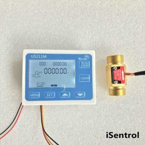 US211M Flowmeter and YF-B6 Water Water Flow Sensor 2-45L/min G3/4" Flow Displayer Totaliser Cheap Flow Meter