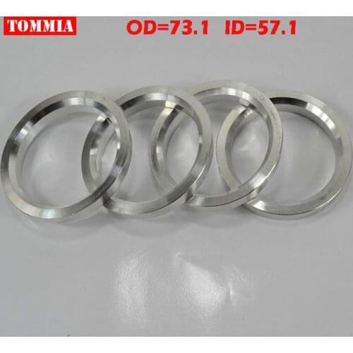TOMMIA 4Pcs Wheel Hub Centric Rings Center Bore Adapters Spigot Spacer Gasket Set 73.1mm ID to 57.1mm OD Aluminium
