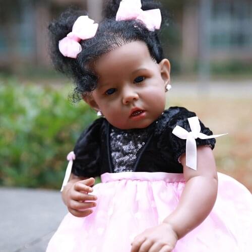 HOOMAI Lifelike Reborn Baby Dolls With Soft Body African American Realistic Girl Doll 20 Inch Best Birthday Gift