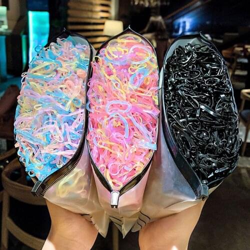 1000PCS/Set Colorful Disposable Rubber Bands For Girls Ponytail Holder Scrunchie Hair Bands Headband Fashion Hair Accessories