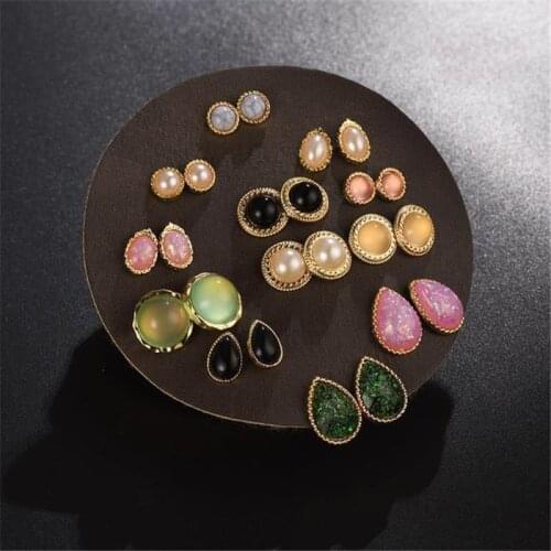 Luokey Hot Opal Stud Earrings For Women Delicate Small Resin Earring Wholesale Fashion Frosted Pearl Earrings Minimalist Jewelry