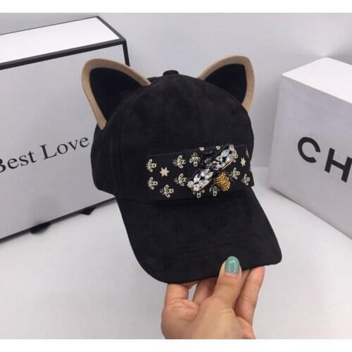 Womens hats autumn period visor the new faux suede womens baseball cap with cat ears wind restoring ancient ways caps