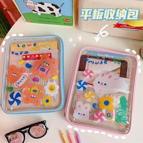 Cartoon Bear Laptop Ipad Bag Women Transparent 9.7 10.5 11 Inch Waterproof Kawaii Mac Ipad Pro Case Tablet Handbag Pouch WY53