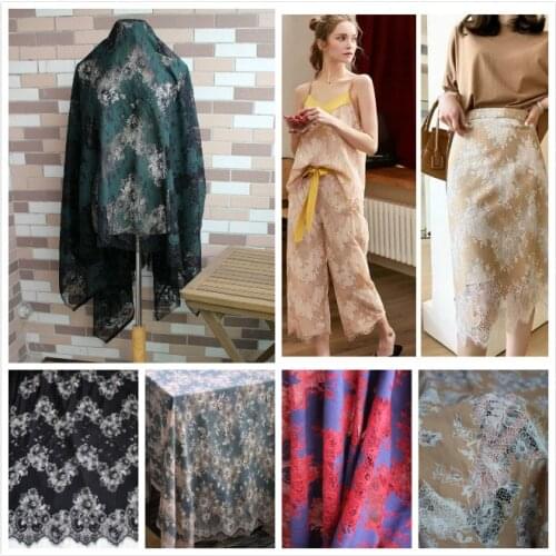 1.5M*1.5M/Pcs Multicolor Eyelash Lace Fabric Diy Exquisite French Lace Embroidery Clothes Wedding Dress Accessories