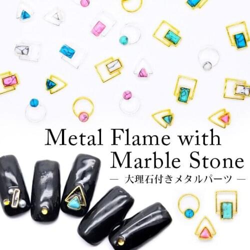 10pcs/bag Retail Japan Korea 3D Nail Art Deco Metal Fancy Geometry Style with Colorful Stone Charm Nail Tools for Manicure