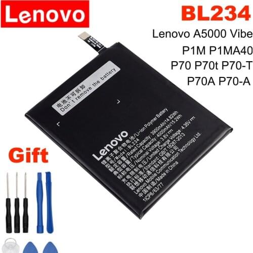 100% Original 4000mAh BL234 Battery For Lenovo A5000 Vibe P1M P1MA40 P70 P70t P70-T P70A P70-A + Free Tools