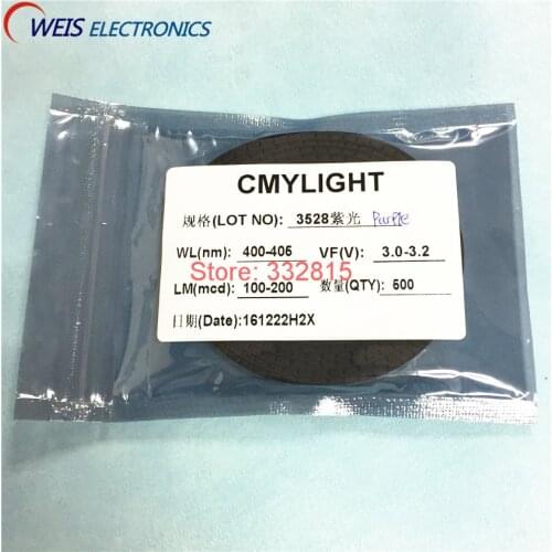 1000PCS 3528 purple SMD LED 1210 400-405nm 3.0-3.2V light UVLED VIOLET LAMP beads RoHs Free shipping