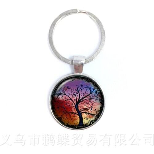15 Style Tree of Life Time Gem Glass Cabochon Keychains Accessories For Men Women Children Pendant Jewelry Gift
