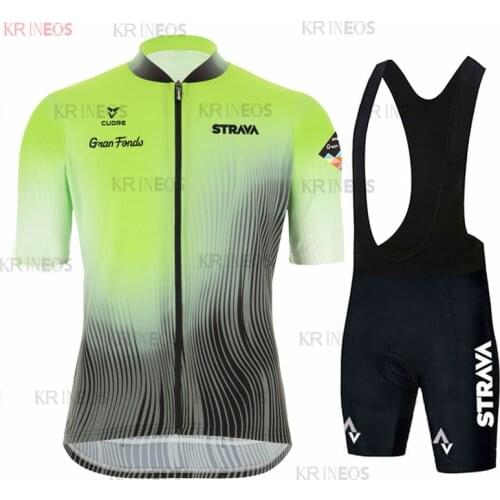 2021 Team STRAVA Bike uniform Summer Cycling Jersey Set Road Bicycle Jerseys MTB Bicycle Wear Breathable Cycling Clothing