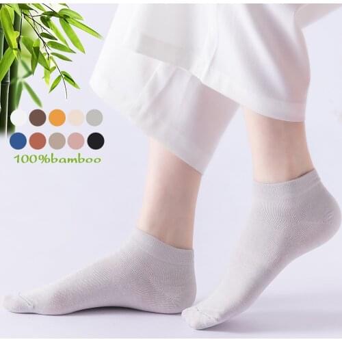 5 Pairs Womens Bamboo Fiber Short Socks White Womans Summer Thin Sport Boat Socks Absorb Sweat Deodorize Japanese Style Socks