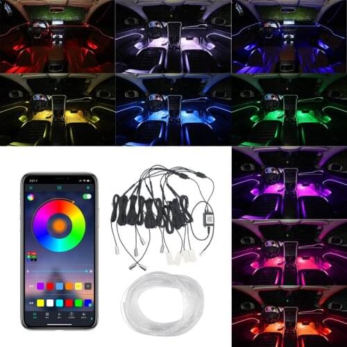 8M APP Control Car RGB LED Atmospher light LED Strips Car Interior Light Decoration Strip Neon Strip Light Multicolor Bluetoot