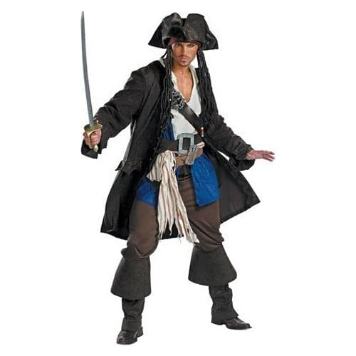 Free shipping,Superior quality New Adult Mens Halloween Party Pirate Costumes Fancy Cosplay Dresses Outfit With Hat Belt