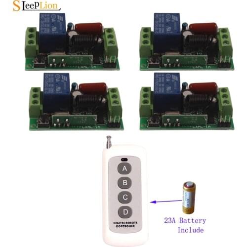 Sleeplion 110V 4CH 100M Remote Switch Universal Remote Control Wireless Light Switch 110V 220V 315/433MHz Transmitter Receiver