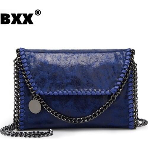 [BXX] PU Leather Bags for Women 2021 summer Fashion Branded Chain Crossbody Shoulder Bag Lady Trend Handbags and Purses HS044