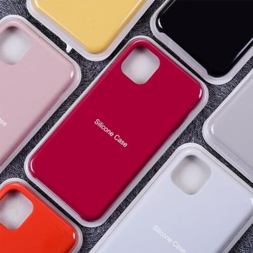 Liquid Silicone Official Phone Case For iPhone 11 12 Pro Max Mini X Xs Max Xr 7 8 Plus Se2 Candy Color Plain Logo Phone Case