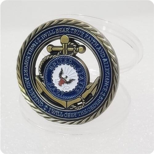 U.S. Navy Emblem Core Values Antique Copper Hollow Coin Medal of Courage Commitment Coins