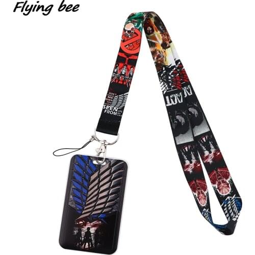 Flyingbee X1744 Anime Attack Corps Lanyard Card Holder Student Hanging Neck Mobile Phone Lanyard Badge Subway Access Card Holder