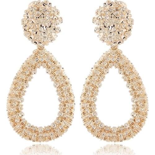 Geometric Exaggeration Earrings Golden Sparkling Personality Nightclub Party Wedding