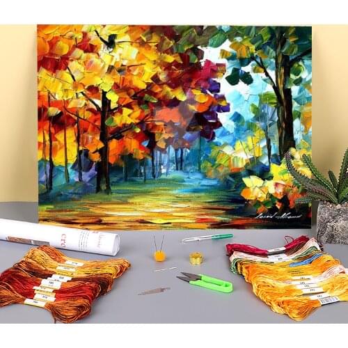 Oil Painting Style September Printed 11CT Cross-Stitch Complete Kit Embroidery DMC Threads Painting Handmade Magic