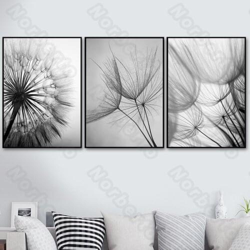 Canvas Painting Poster Hand-Painted Picture Black and White Lines with Flowers and Trees Letters for Home Rooms Wall Decoration
