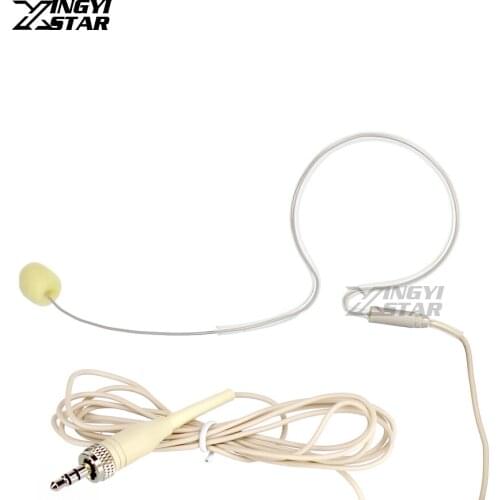 10Pcs Skin Color Single Earhook Condenser Headset Microphone 3.5mm Screw Lock Stereo Plug Mike For UHF Wireless System BodyPack