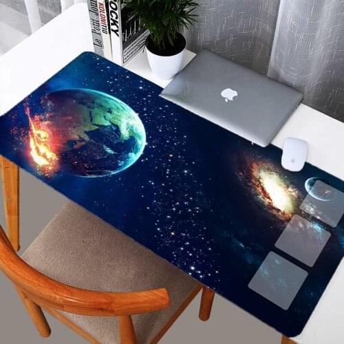 Maiuige Laptop Desk Mat Mouse Pad 90x40 Xxl Gaming Mouse Pad Earth Blue Starry Sky Black Seam Seam Oversized Non-slip Table Mat