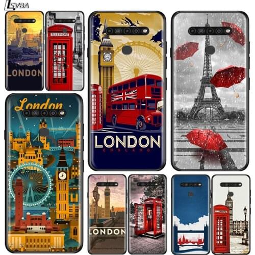 London Bus England Telephone for LG G8 G8S G8X V30 V35 V40 V50 V60 ThinQ Q60 K40 K50 K51 K61 K71 K92 K62 Soft Black Phone Case