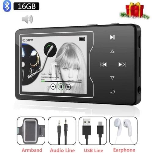 MP4 Player Bluetooth 4.2 HiFi Sound 16GB Music Player, 2.4 Inch Large TFT Screen with Build-in Speaker, Support 128GB TF Card