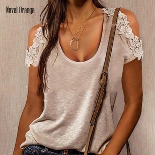 Navel Orange Short Sleeve Blouses