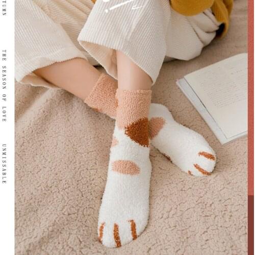 Cat Ears Socks Womens Cartoon Warm Socks Winter Thickness Socks Woman Girls Sox Floor Cute Socks Animal Sox EU 36-43 Size