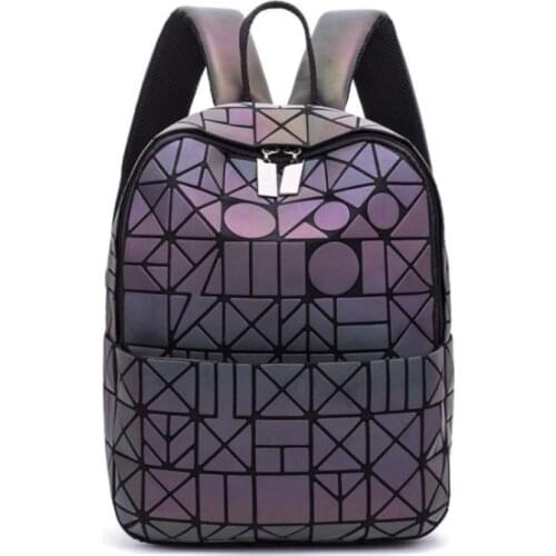 Newest Backpack Noctilucent Women Fashion Bags Laser Lattice Geometric Luminous Backpack for Teenage Girls School Bags