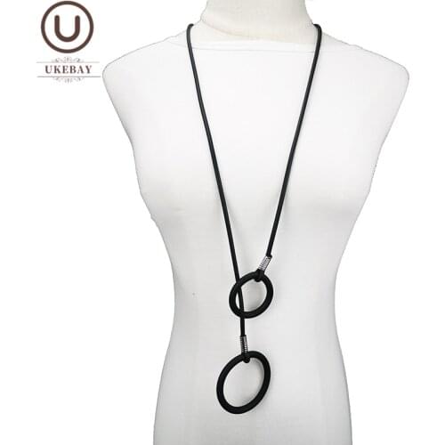 UKEBAY New Long Necklace Simple Pendant Necklaces Rubber Jewelry Women Bohemia Sweater Chains Original Jewelry Birthday Gifts