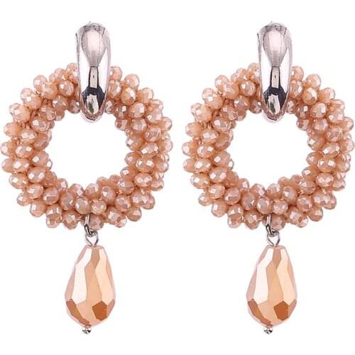 New Design Verklaring Oorbellen Fashion Jewelry handmade Crystal Beads Dangle Earrings Women Minimalist Stone drop Earrings