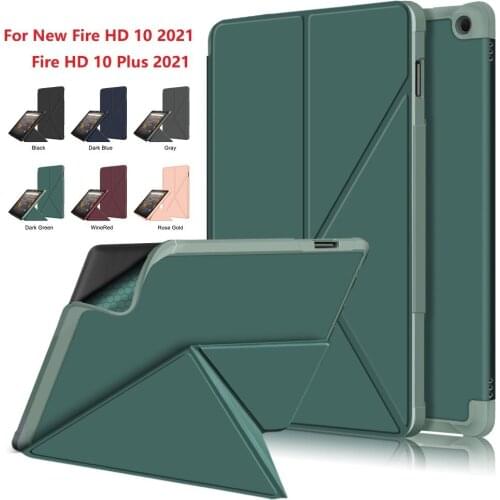 New Fire HD 10 2021 Leather Case Tri-fold Stand Cover with Auto Sleep Wake UP for Kindle Fire HD 10 Plus Smart Cover