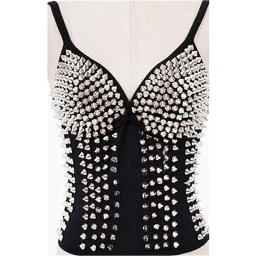 Wholesale Black Rivet Steampunk Steel Boned Sexy Bra Corset Gothic Womens Adjustable Waist Trainer Shapewear Sexy Clubwear