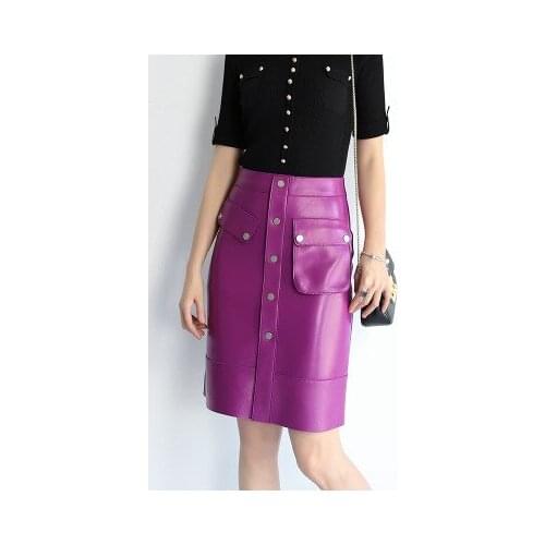 Top brand Fashion 2020 New Genuine Sheep Leather Skirt E19 high quality