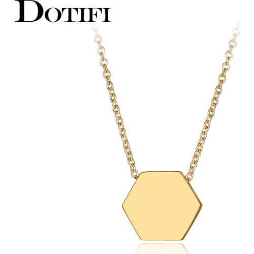 Stainless Steel Necklaces Geometric Hexagon Fashion Style Men Chain Necklace For Women Jewelry Collar Pendant Party Friends Gift