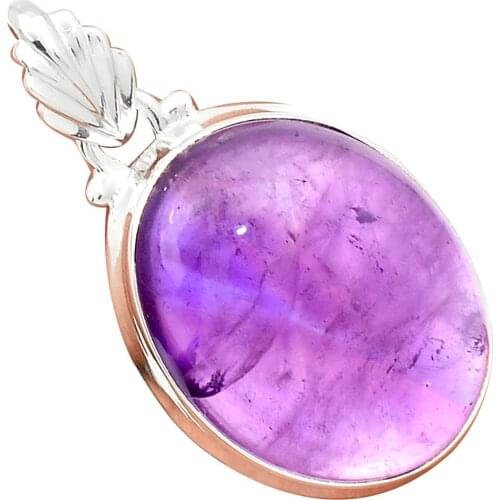 Nature Amethyst Pendant 925 Sterling Silver Jewelry, 38 mm, MHBAP5209