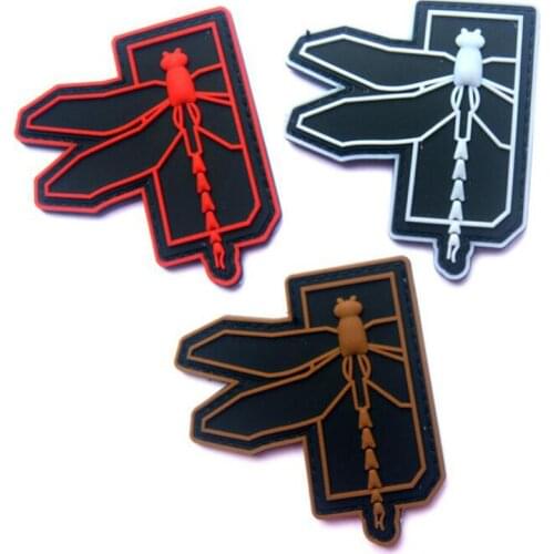 PVC Dragonfly Embroidered Applique Tactics Morale Backpack Red Yellow White Badge Moral Military Armband Rubber Patch Badge
