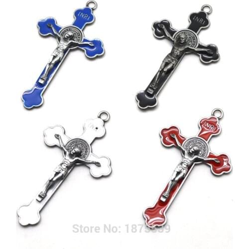 High Quality Ancient Tin St Benedict Crucifix Red Black Blue White Four Colors