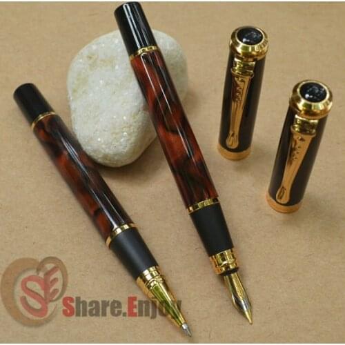 ROLLER BALL PEN AND FOUNTAIN PEN 2 PCS JINHAO 500 WINE MARBLE
