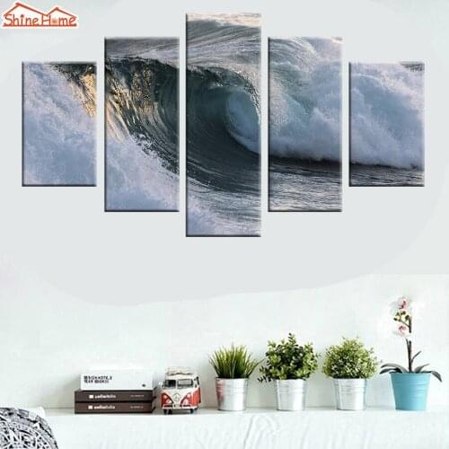 ShineHome-Canvas Prints Pictures Painting 5 pieces for Living Room Printing on Canvas Seascape Bedroom TV Wall Background Decor