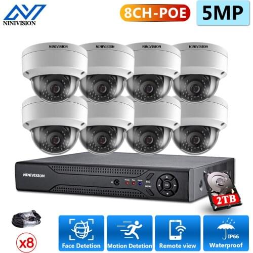 NINIVISION AI Face-Record Detection H.265 8CH 5MP POE NVR Kit CCTV Security System Outdoor Waterproof Video Surveillance ONVIF