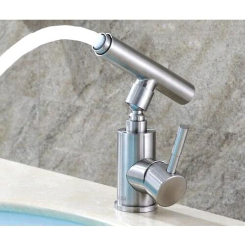 Bathroom 304 stainless steel Brushed Stainless Steel Basin Faucet Cold Water Mixer Tap BF896